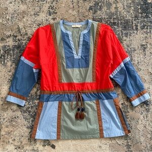 Tory Burch Color Block Poplin Cotton Tunic size 8 preowned